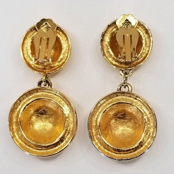Vintage Glam Drop Gold Tone Earrings - Picture 3 of 6